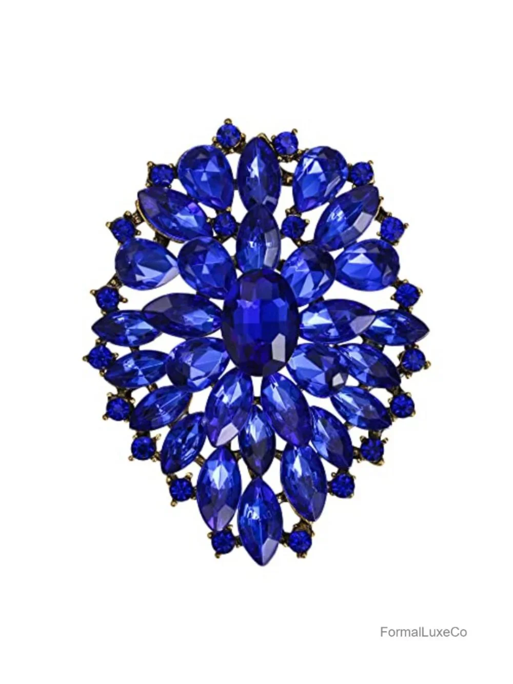 Oval Crystal Rhinestone Marquise Cluster Brooch Pin for Wedding Party Prom